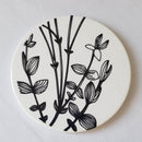 Coaster - plain black and white Bamboo print