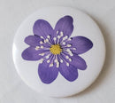 Purple Hepatica Flower Button pin